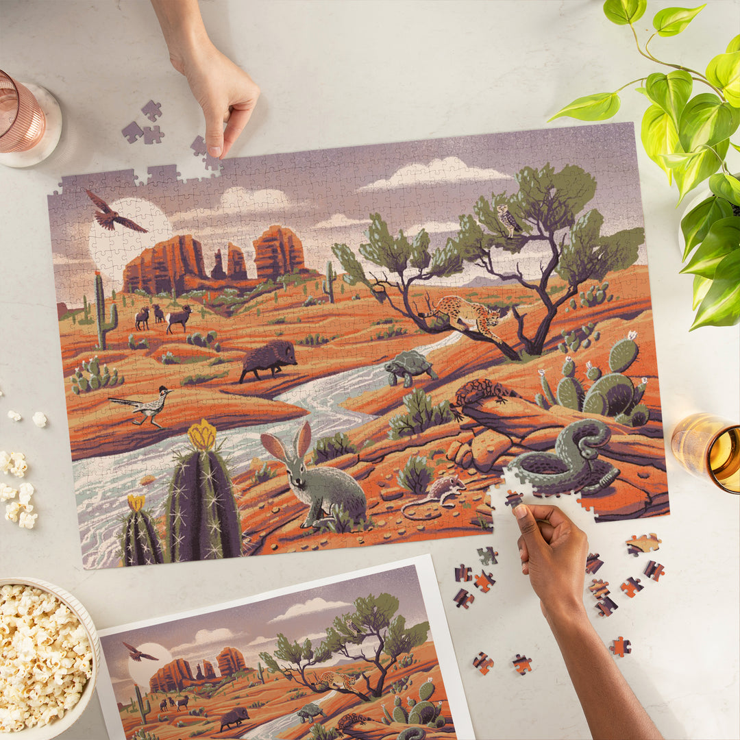 Wildlife Utopia, Desert Landscape, Jigsaw Puzzle Puzzle Lantern Press 
