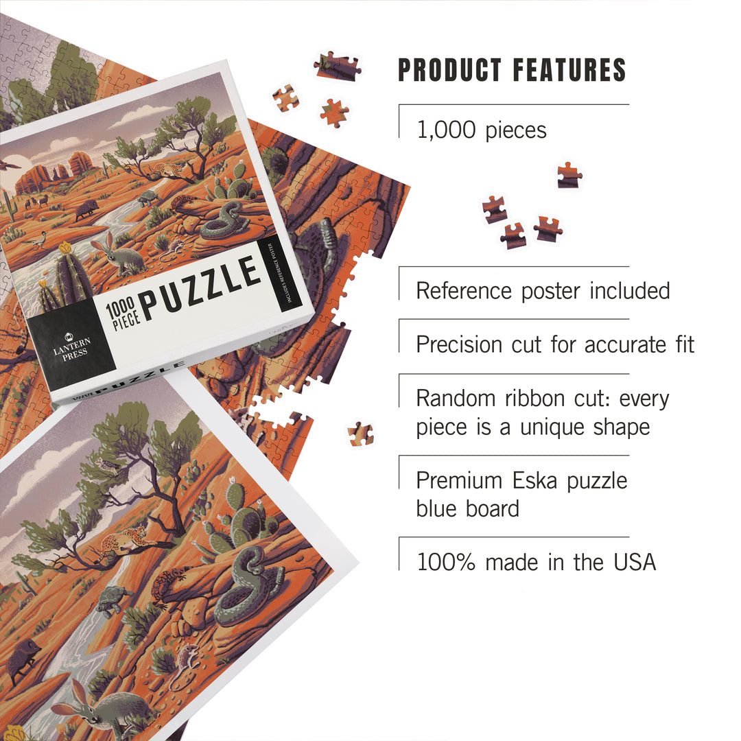Wildlife Utopia, Desert Landscape, Jigsaw Puzzle Puzzle Lantern Press 