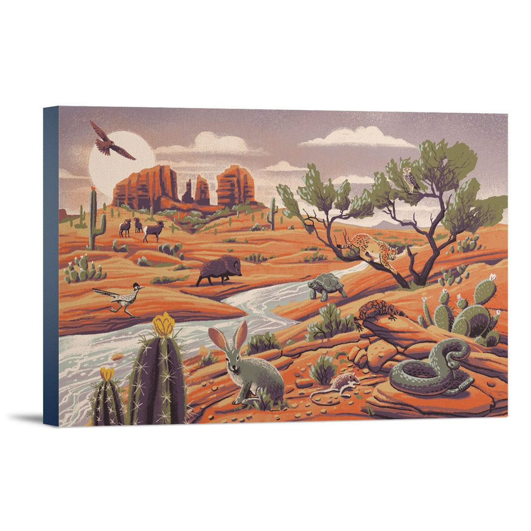 Wildlife Utopia, Desert Landscape, Stretched Canvas Canvas Lantern Press 