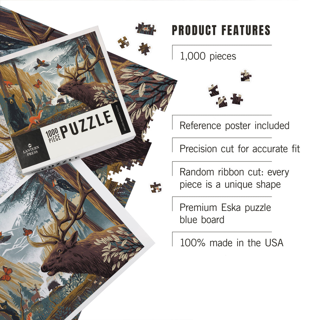 Wildlife Utopia, Forest, Jigsaw Puzzle Puzzle Lantern Press 