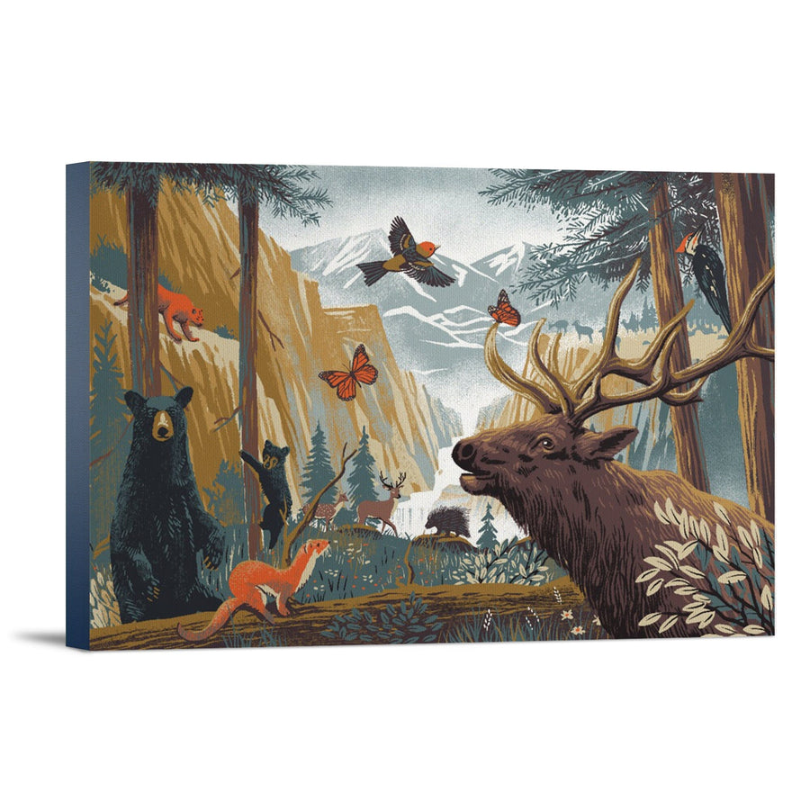 Wildlife Utopia, Forest, Stretched Canvas Canvas Lantern Press 