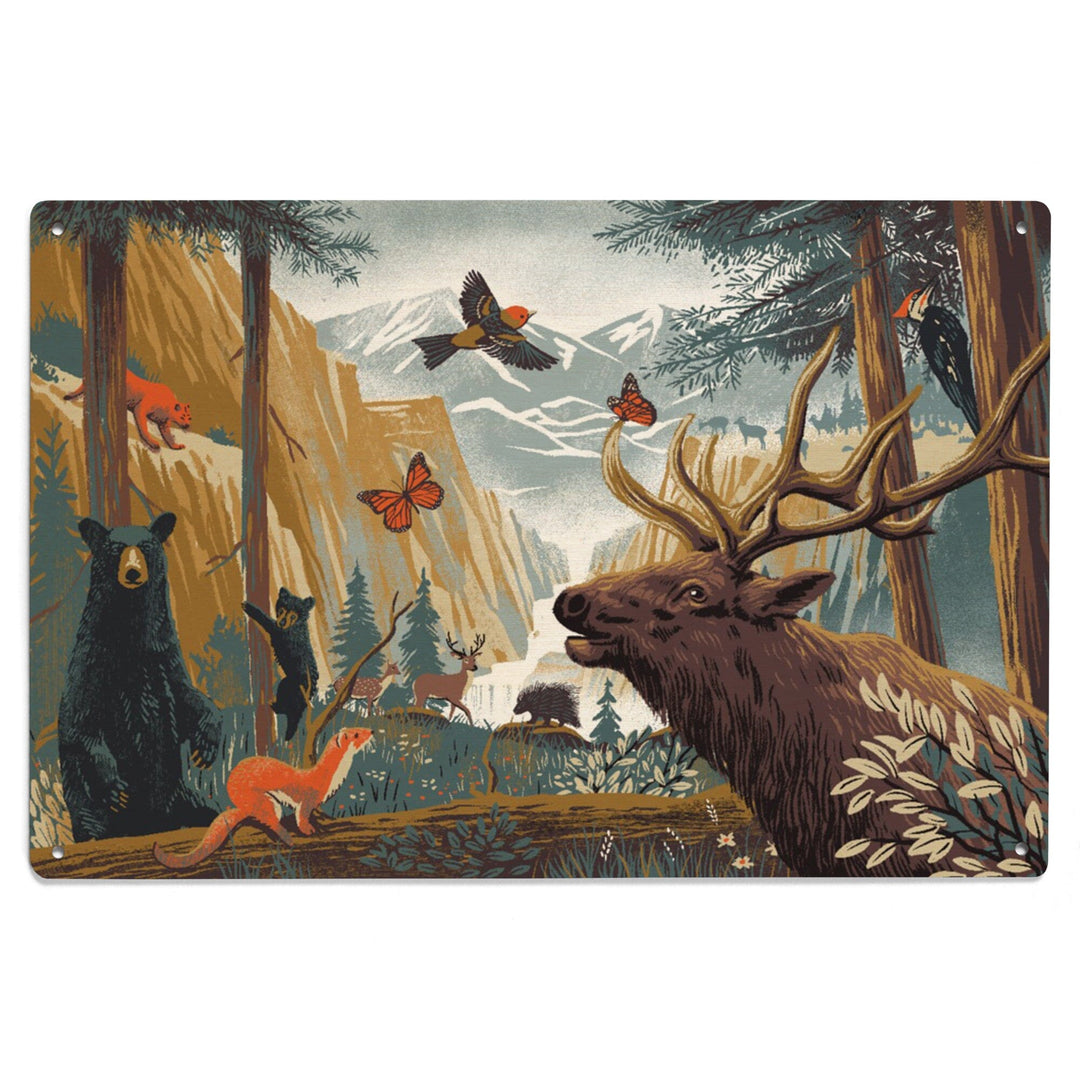 Wildlife Utopia, Forest, Wood Signs Wood Lantern Press 