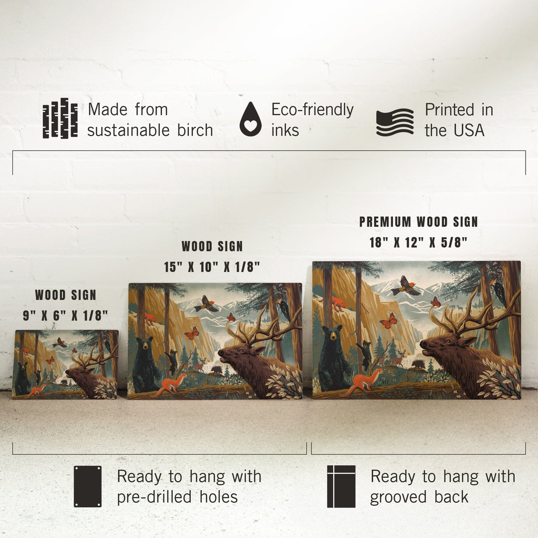 Wildlife Utopia, Forest, Wood Signs Wood Lantern Press 