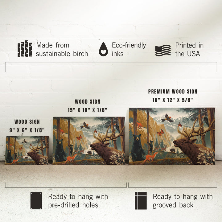Wildlife Utopia, Forest, Wood Signs Wood Lantern Press 