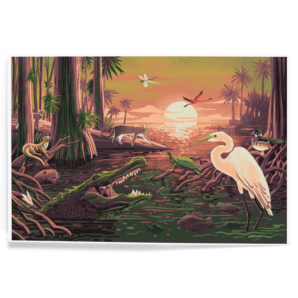 Wildlife Utopia, Marshlands, Art & Giclee Prints Art Lantern Press 8 x 12 Art Print 