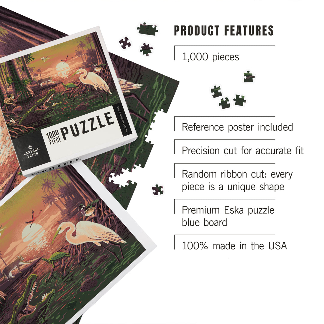 Wildlife Utopia, Marshlands, Jigsaw Puzzle Puzzle Lantern Press 