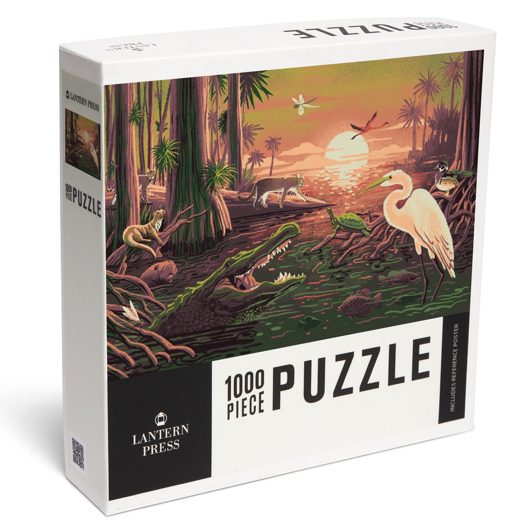 Wildlife Utopia, Marshlands, Jigsaw Puzzle Puzzle Lantern Press 