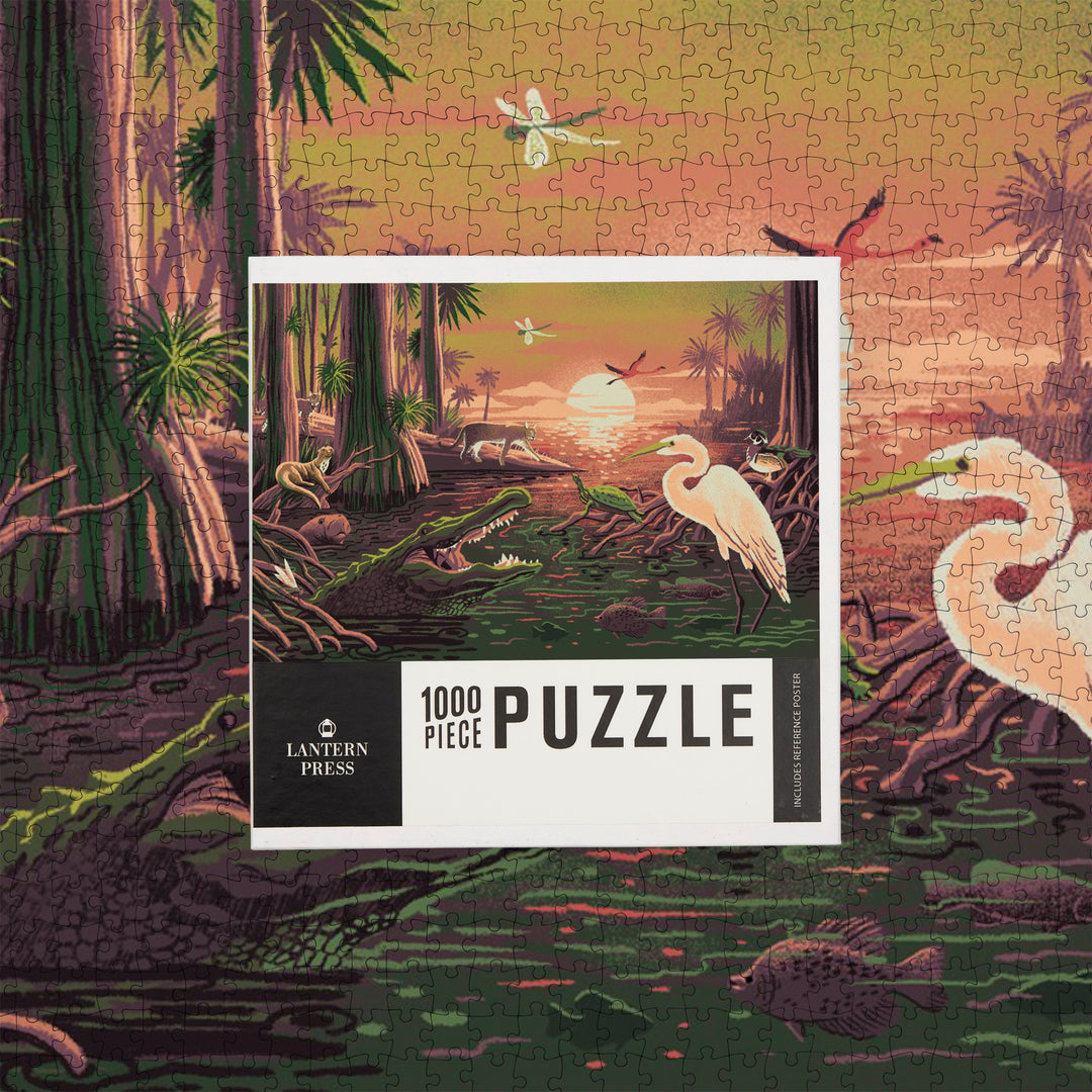 Wildlife Utopia, Marshlands, Jigsaw Puzzle Puzzle Lantern Press 