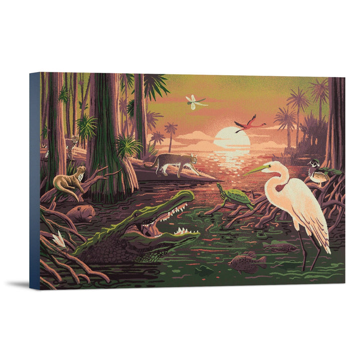 Wildlife Utopia, Marshlands, Stretched Canvas Canvas Lantern Press 