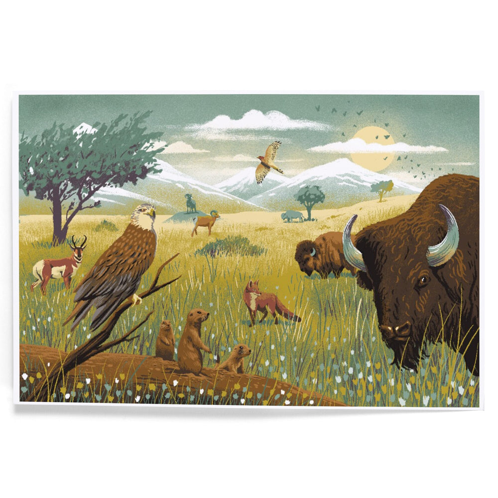 Wildlife Utopia, Prairie, Art & Giclee Prints Art Lantern Press 8 x 12 Art Print 