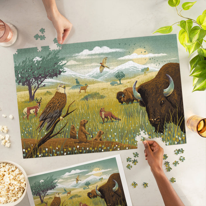 Wildlife Utopia, Prairie, Jigsaw Puzzle Puzzle Lantern Press 