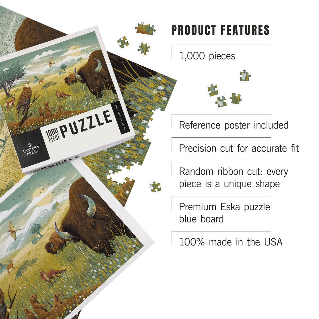 Wildlife Utopia, Prairie, Jigsaw Puzzle Puzzle Lantern Press 