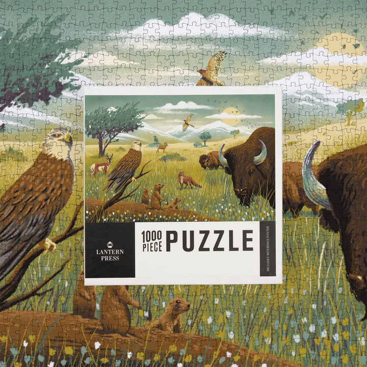 Wildlife Utopia, Prairie, Jigsaw Puzzle Puzzle Lantern Press 