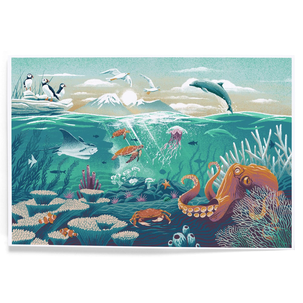Wildlife Utopia, Seascape, Art & Giclee Prints Art Lantern Press 8 x 12 Art Print 