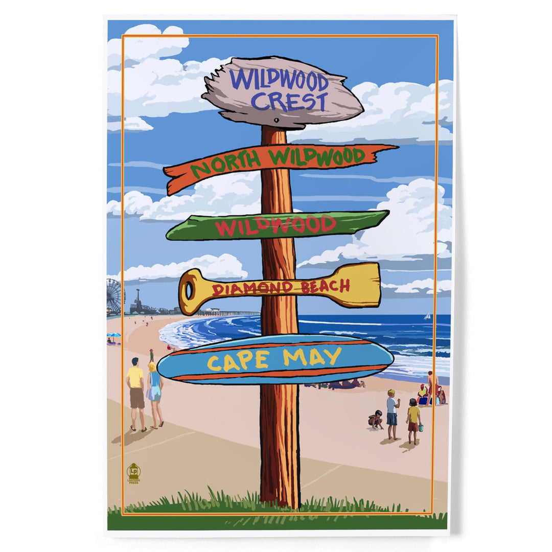Wildwood Crest, New Jersey, Destinations Sign, Art & Giclee Prints Art Lantern Press 12 x 18 Art Print 