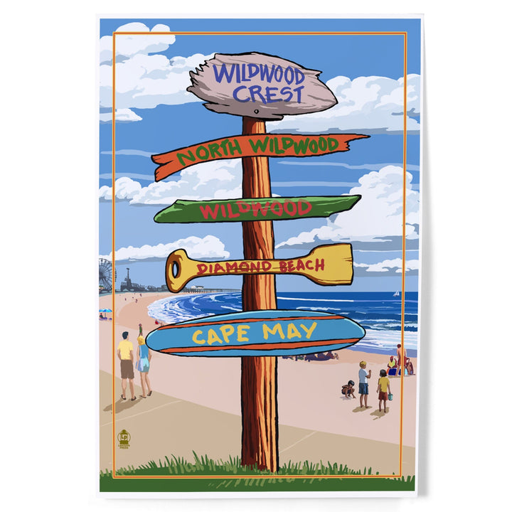 Wildwood Crest, New Jersey, Destinations Sign, Art & Giclee Prints Art Lantern Press 12 x 18 Art Print 