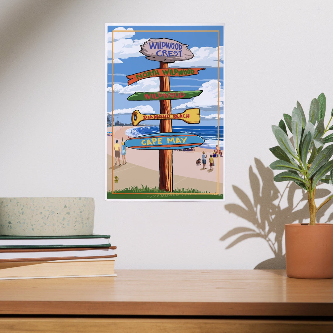 Wildwood Crest, New Jersey, Destinations Sign, Art & Giclee Prints Art Lantern Press 