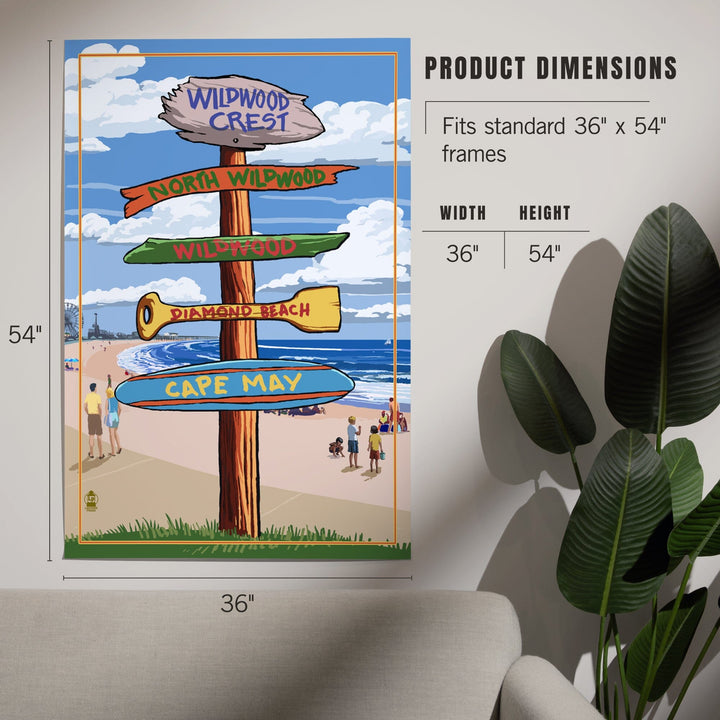 Wildwood Crest, New Jersey, Destinations Sign, Art & Giclee Prints Art Lantern Press 