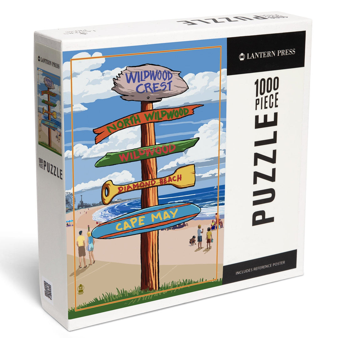 Wildwood Crest, New Jersey, Destinations Sign, Jigsaw Puzzle Puzzle Lantern Press 