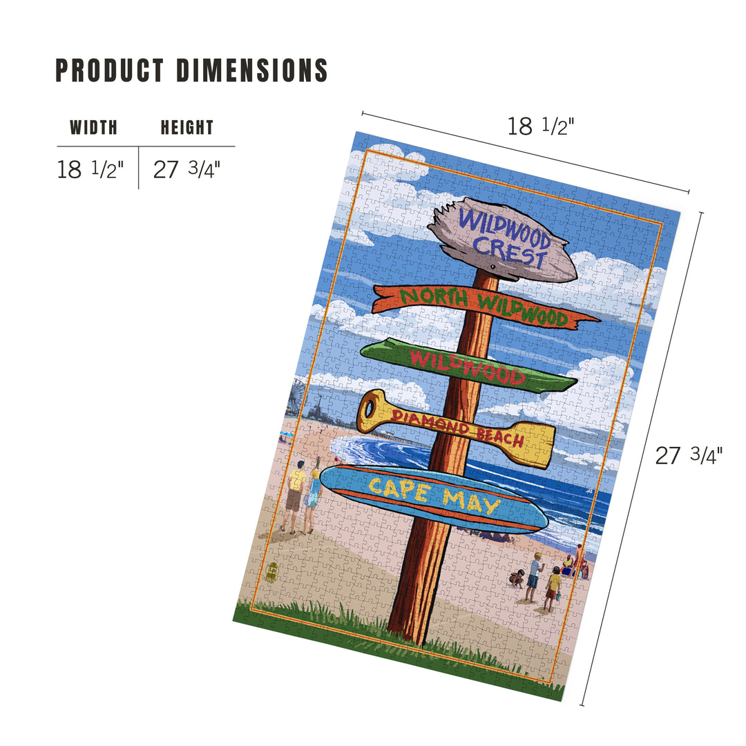 Wildwood Crest, New Jersey, Destinations Sign, Jigsaw Puzzle Puzzle Lantern Press 