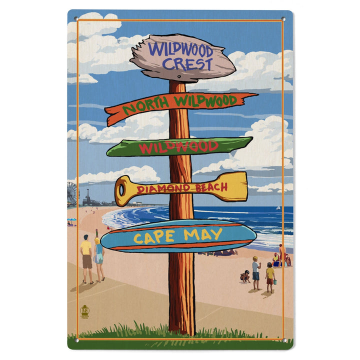 Wildwood Crest, New Jersey, Destinations Sign, Lantern Press Artwork, Wood Signs and Postcards Wood Lantern Press 