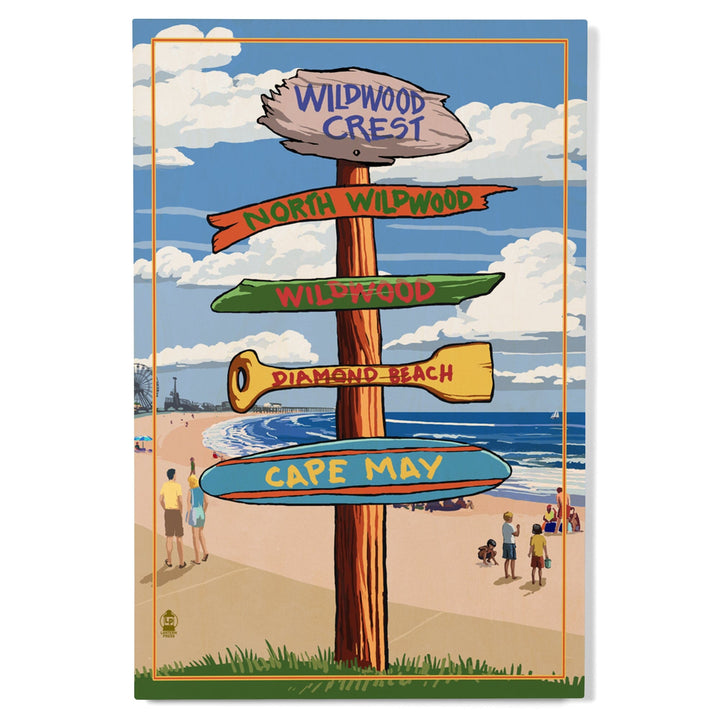 Wildwood Crest, New Jersey, Destinations Sign, Lantern Press Artwork, Wood Signs and Postcards Wood Lantern Press 