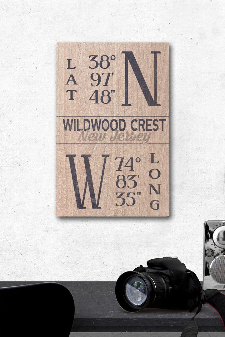 Wildwood Crest, New Jersey, Latitude & Longitude (Blue), Lantern Press Artwork, Wood Signs and Postcards Wood Lantern Press 12 x 18 Wood Gallery Print 