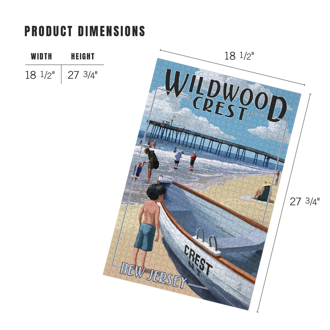 Wildwood Crest, New Jersey, Lifeboat and Pier, Jigsaw Puzzle Puzzle Lantern Press 