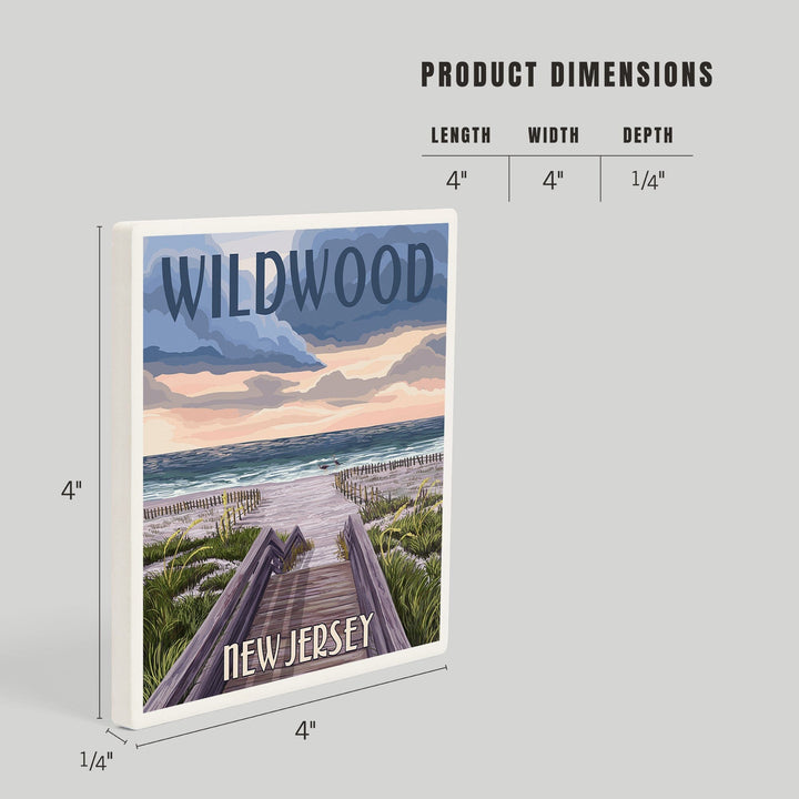 Wildwood, New Jersey, Beach Boardwalk Scene, Coasters Coasters Lantern Press 
