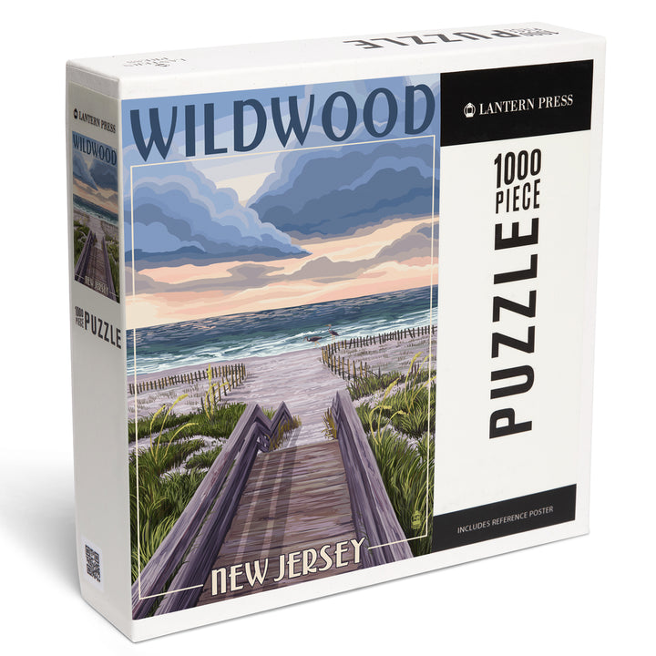 Wildwood, New Jersey, Beach Boardwalk Scene, Jigsaw Puzzle Puzzle Lantern Press 