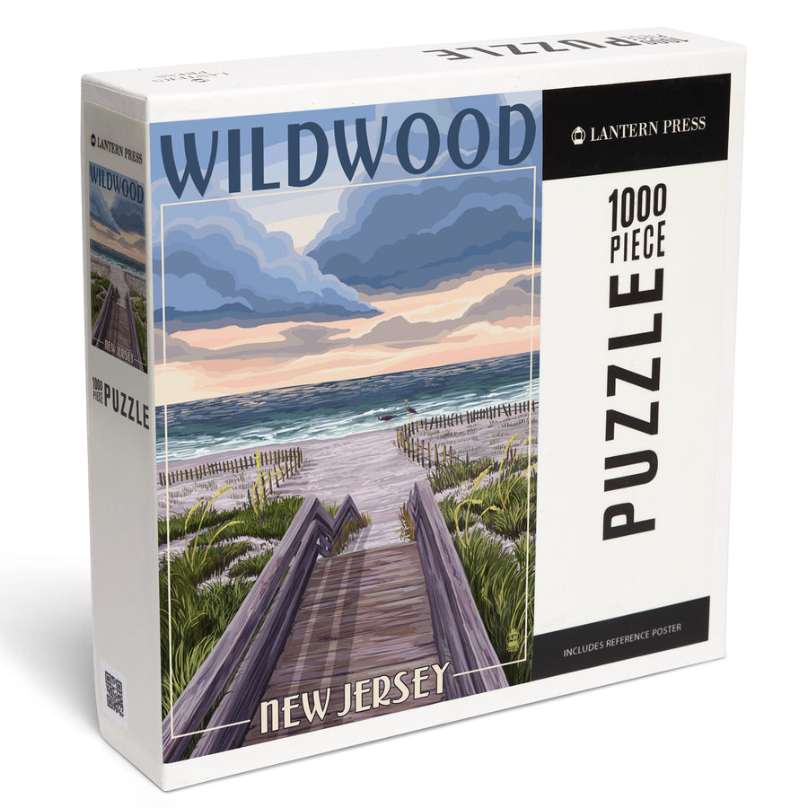 Wildwood, New Jersey, Beach Boardwalk Scene, Jigsaw Puzzle Puzzle Lantern Press 