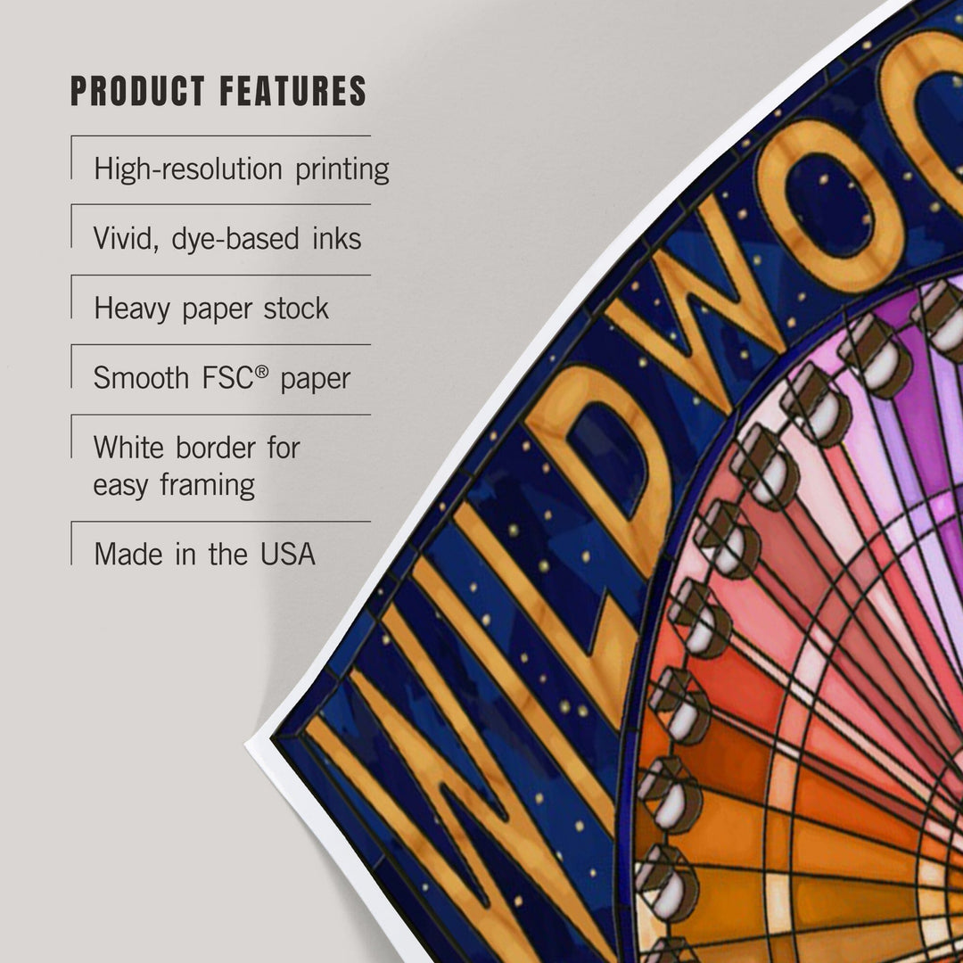 Wildwood, New Jersey, Boardwalk Ferris Wheel, Art & Giclee Prints Art Lantern Press 