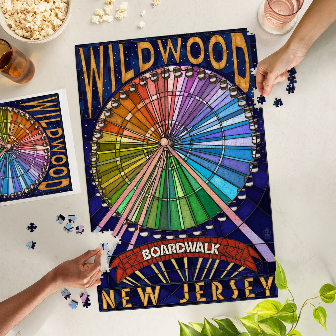 Wildwood, New Jersey, Boardwalk Ferris Wheel, Jigsaw Puzzle Puzzle Lantern Press 