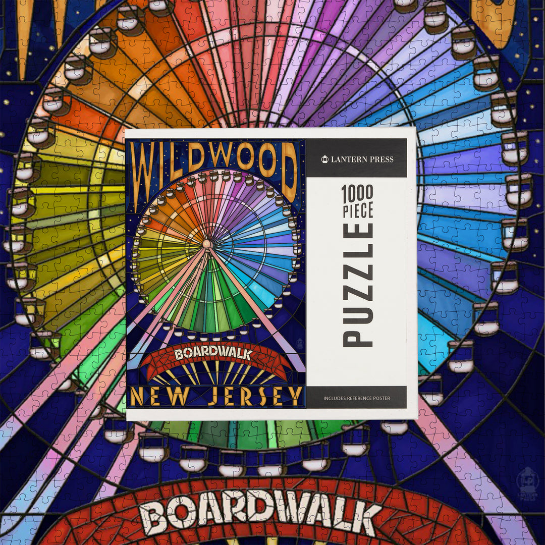 Wildwood, New Jersey, Boardwalk Ferris Wheel, Jigsaw Puzzle Puzzle Lantern Press 