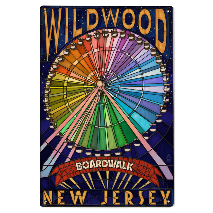 Wildwood, New Jersey, Boardwalk Ferris Wheel, Lantern Press Artwork, Wood Signs and Postcards Wood Lantern Press 