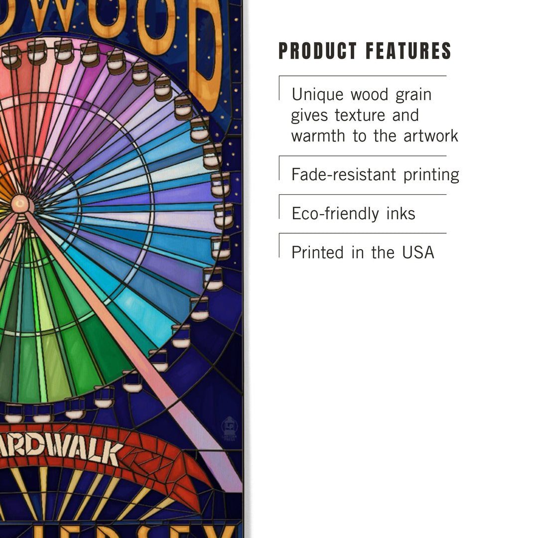 Wildwood, New Jersey, Boardwalk Ferris Wheel, Lantern Press Artwork, Wood Signs and Postcards Wood Lantern Press 