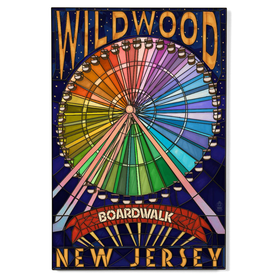 Wildwood, New Jersey, Boardwalk Ferris Wheel, Lantern Press Artwork, Wood Signs and Postcards Wood Lantern Press 