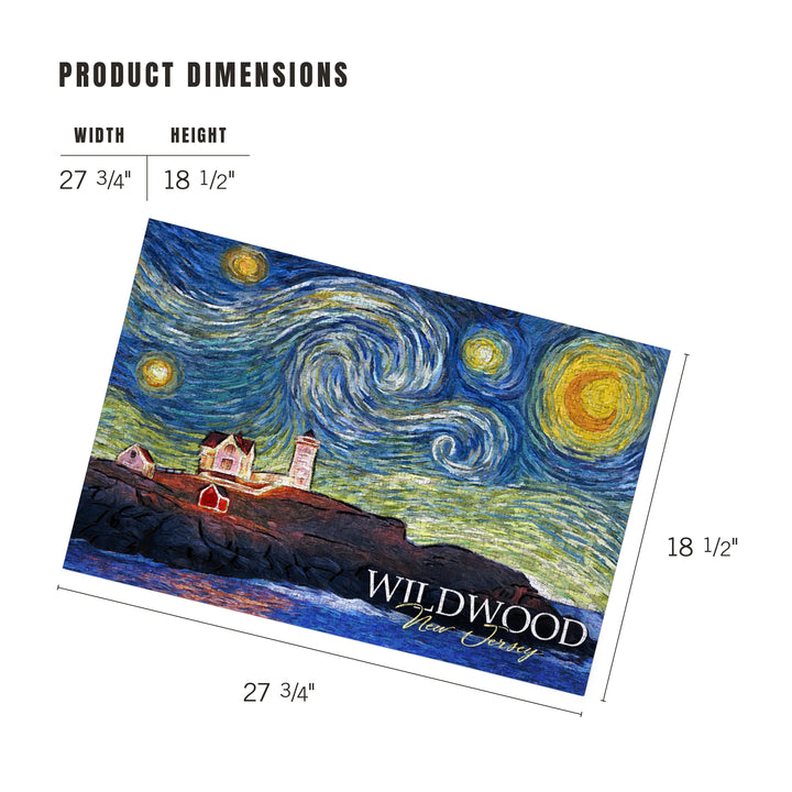 Wildwood, New Jersey, East Coast Lighthouse, Starry Night, Jigsaw Puzzle Puzzle Lantern Press 