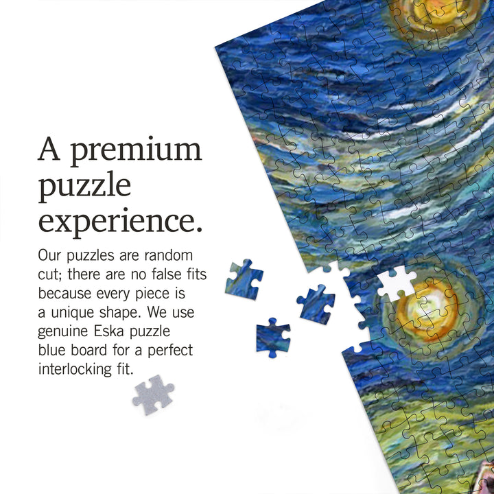 Wildwood, New Jersey, East Coast Lighthouse, Starry Night, Jigsaw Puzzle Puzzle Lantern Press 