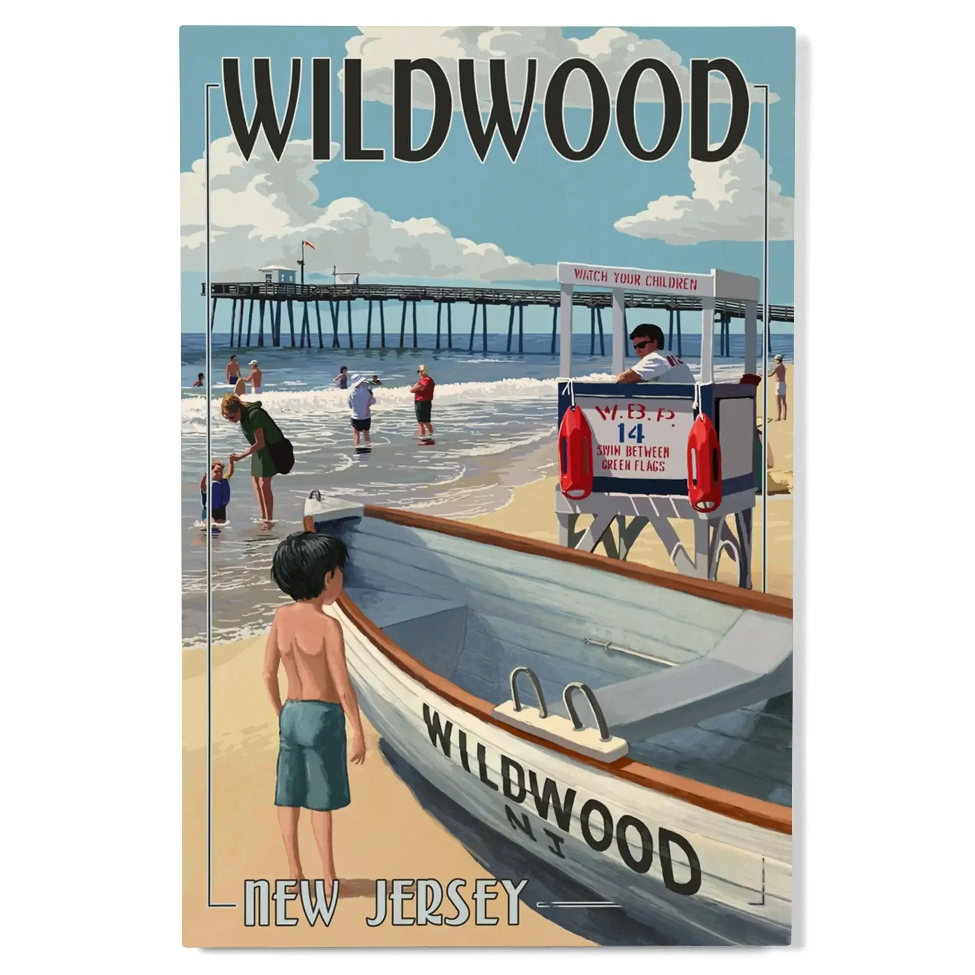 Wildwood, New Jersey, Lifeguard Stand, Lantern Press Artwork wood