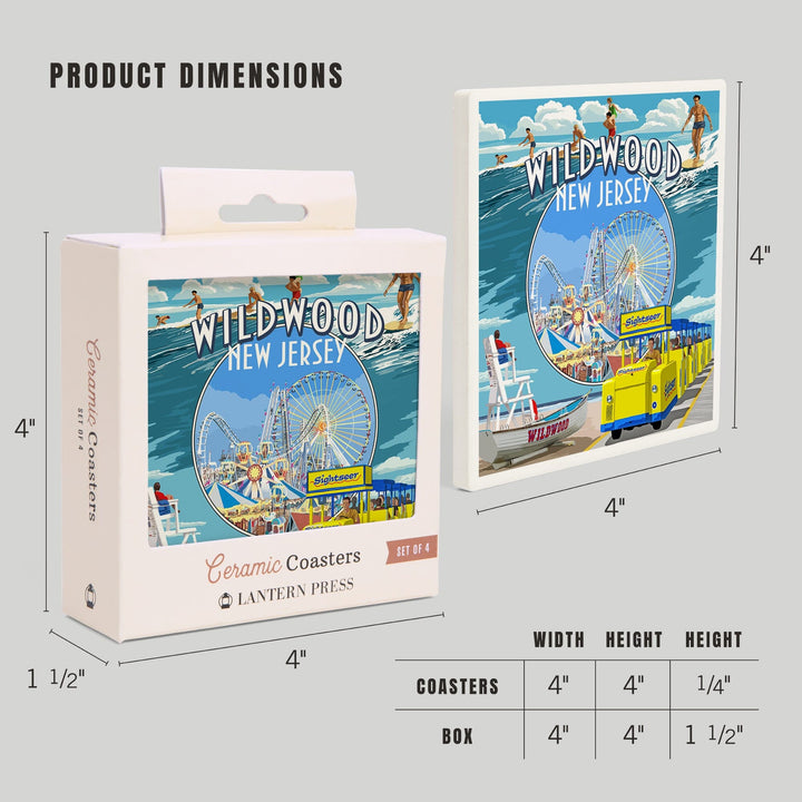 Wildwood, New Jersey, Montage, Coasters Coasters Lantern Press 