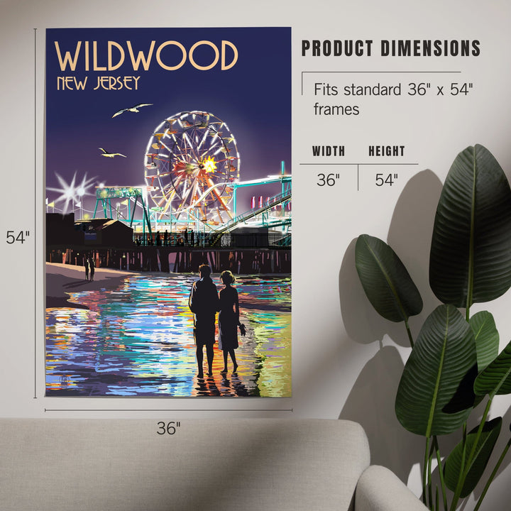 Wildwood, New Jersey, Pier and Rides at Night, Art & Giclee Prints Art Lantern Press 