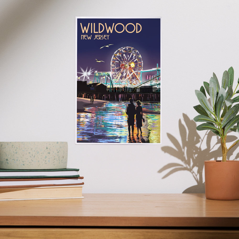 Wildwood, New Jersey, Pier and Rides at Night, Art & Giclee Prints Art Lantern Press 