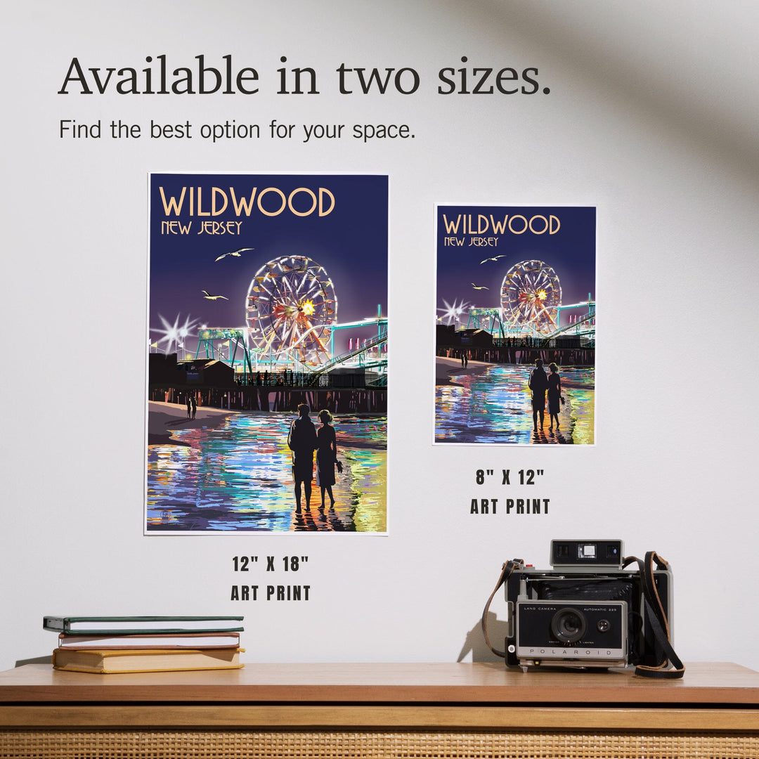 Wildwood, New Jersey, Pier and Rides at Night, Art & Giclee Prints Art Lantern Press 