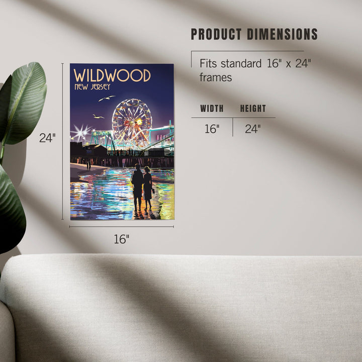 Wildwood, New Jersey, Pier and Rides at Night, Art & Giclee Prints Art Lantern Press 