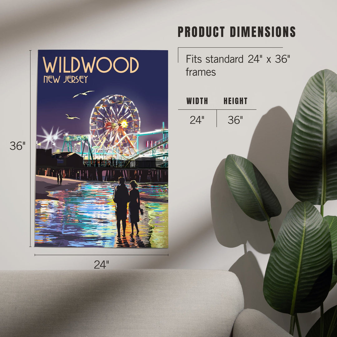 Wildwood, New Jersey, Pier and Rides at Night, Art & Giclee Prints Art Lantern Press 