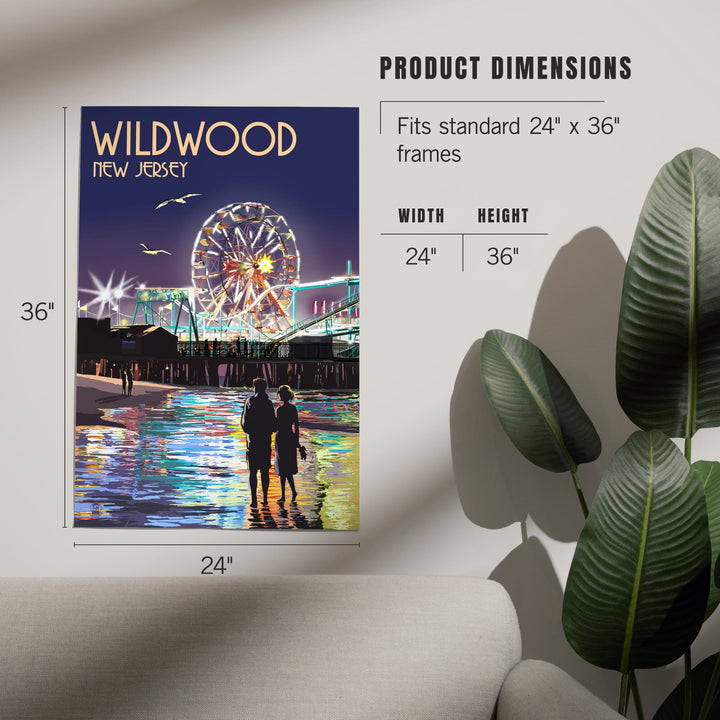 Wildwood, New Jersey, Pier and Rides at Night, Art & Giclee Prints Art Lantern Press 