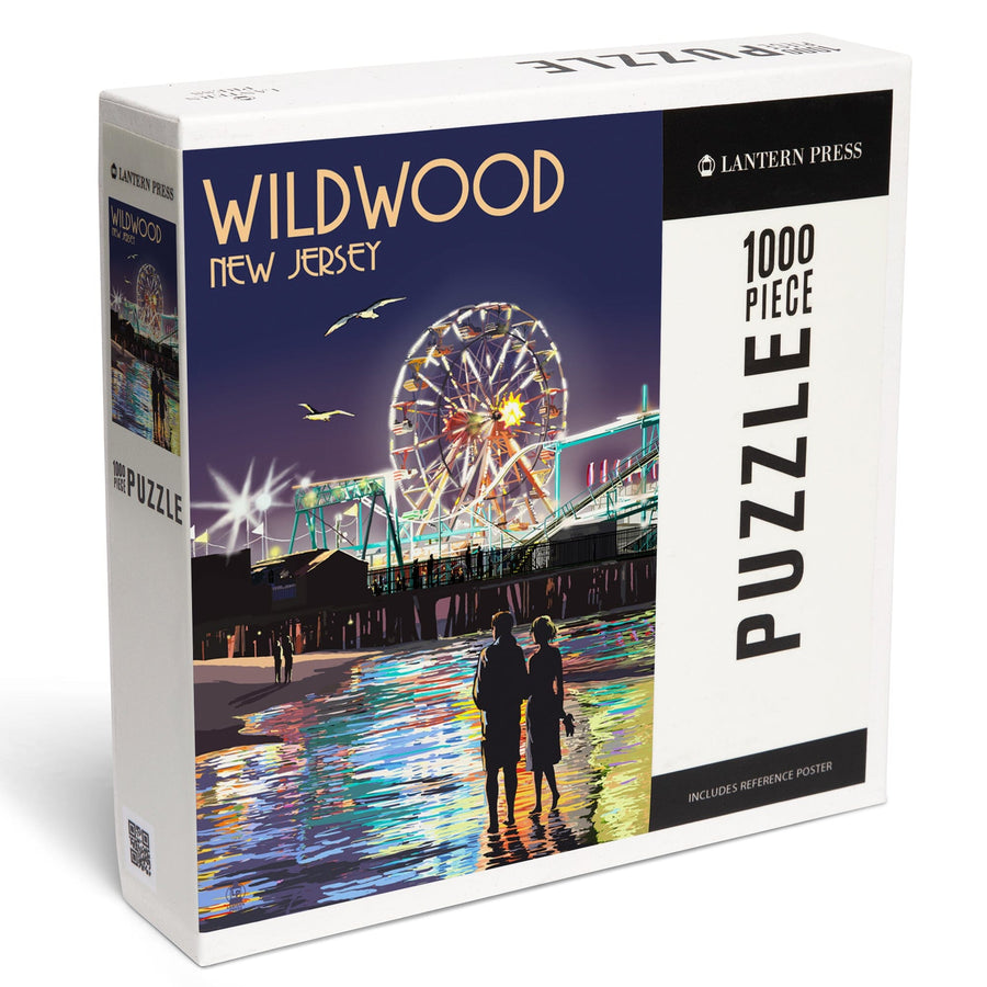 Wildwood, New Jersey, Pier and Rides at Night, Jigsaw Puzzle Puzzle Lantern Press 