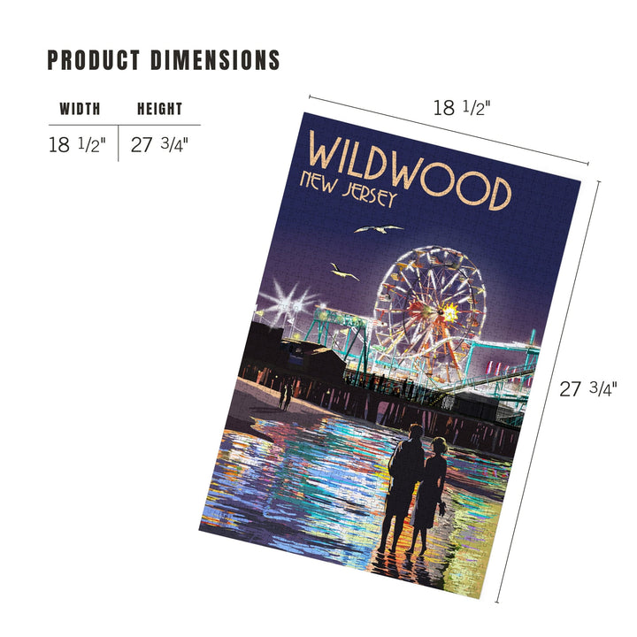 Wildwood, New Jersey, Pier and Rides at Night, Jigsaw Puzzle Puzzle Lantern Press 
