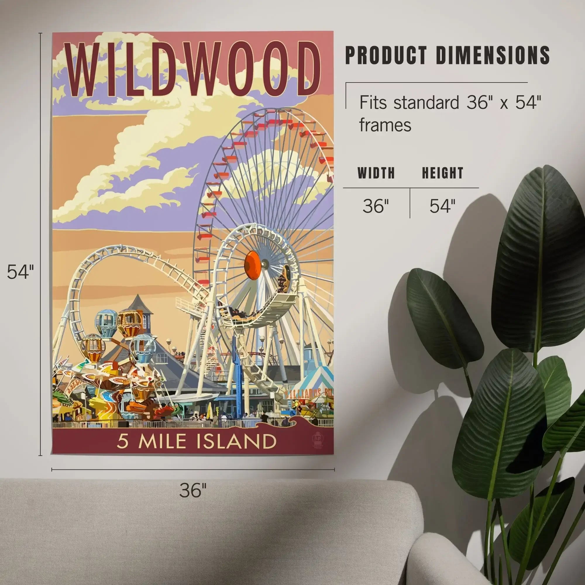 Wildwood, New Jersey, Pier and Sunset art & giclee prints
